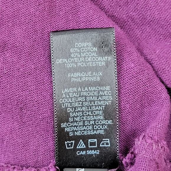 EXPRESS Purple Black Chevron Print Sheer Overlay‎ Capelet Blouse Top XS - Picture 5 of 6